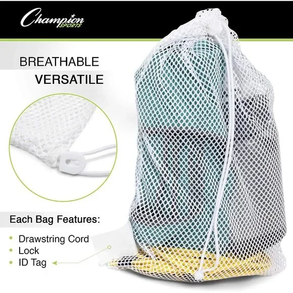 Boy Girl White Mesh Sports Equipment Bag with Strap - Picture 5 of 11